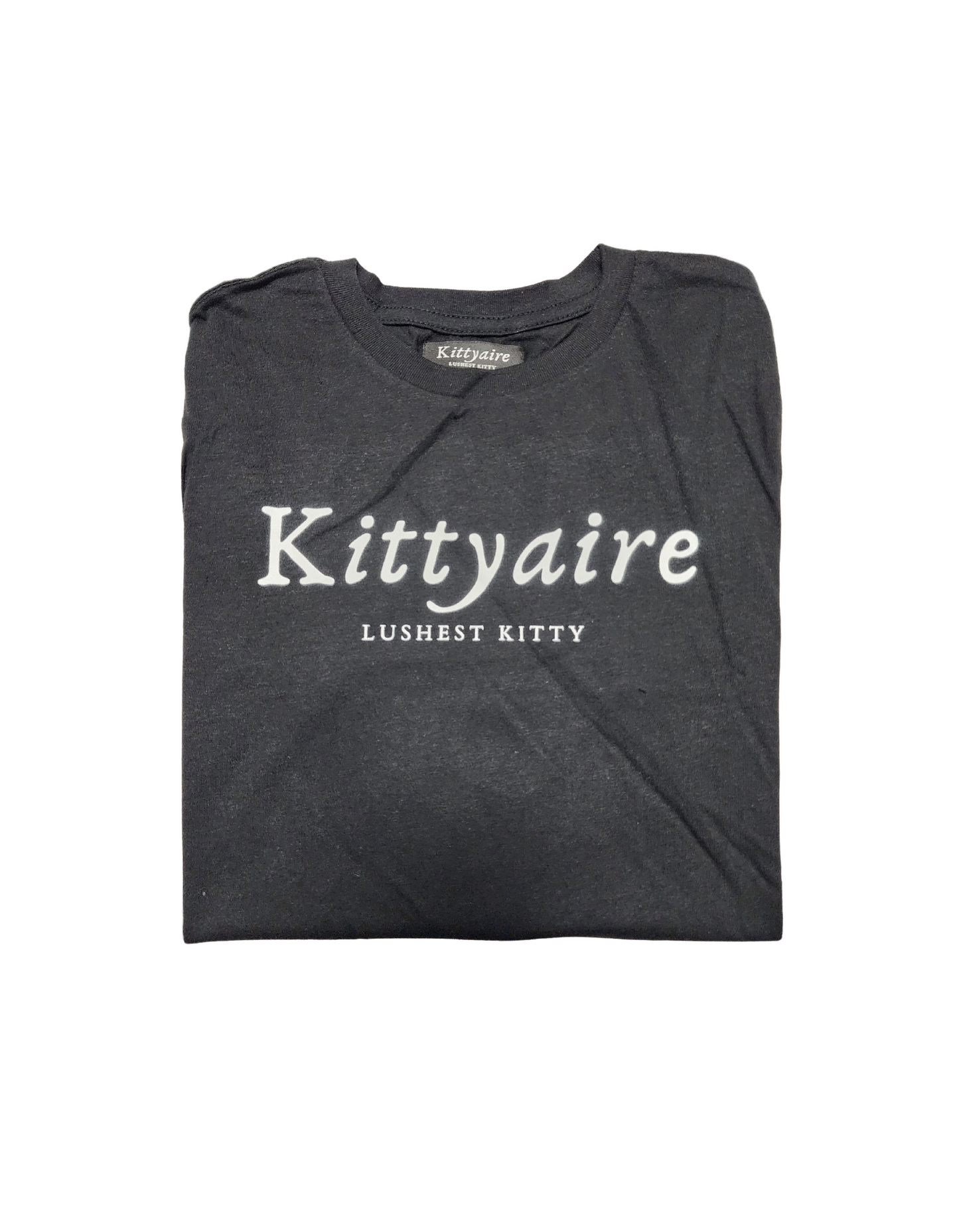 Black female short sleeve shirt. Signature Kittyaire